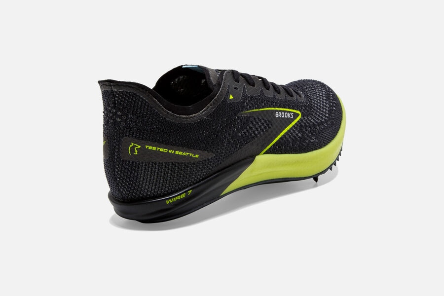 Brooks Wire v7 Spikes Shoes Mens - Black/Green - ERLXD-3948